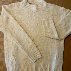 Women's Chenille Crewneck Sweater, Cream/Gold Shimmer, NWOT S